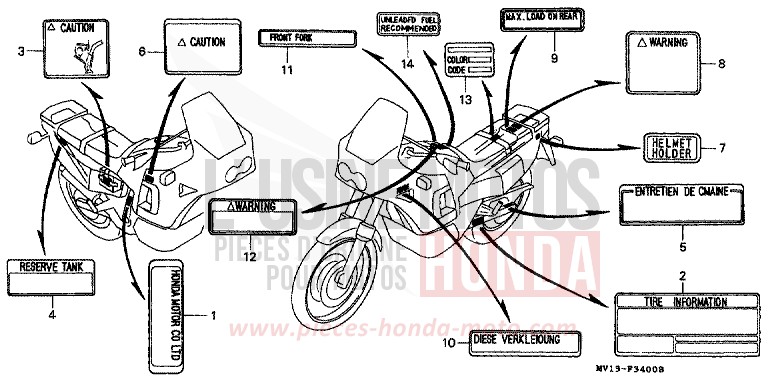 WARNETIKETT von Africa Twin 750 FROLIDA BLUE (PB182G) von 1991